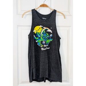 Disney Peter Pan‎ Neverland Graphic Tank Top Womens Heather Gray Sleeveless